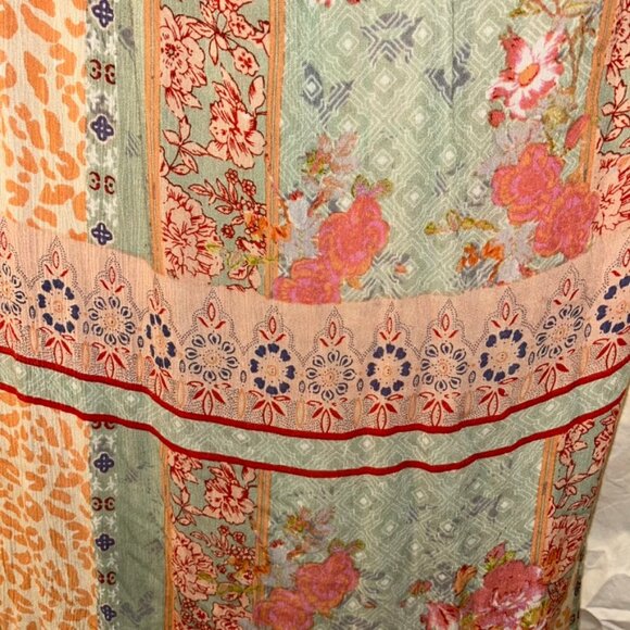 Z&L spring floral bohemian patchwork wrap tie front skirt M French Provencal - Picture 4 of 6